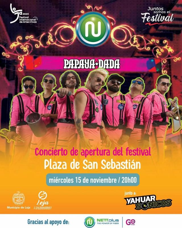 La Papaya Dada dará inicio a la octava edición del Festival Internacional de Artes Vivas #Loja 2023, ven y disfruta de este concierto de apertura